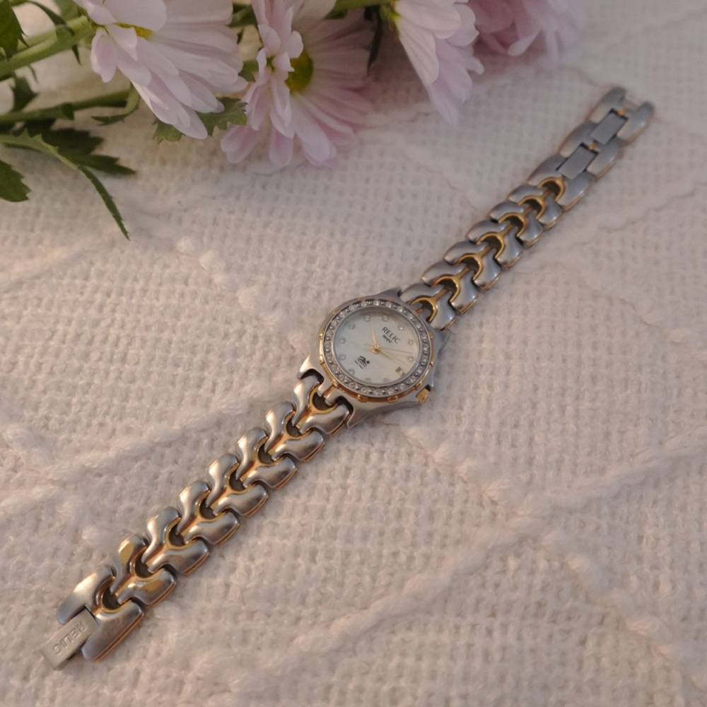Twotone Studded Silver &‎ Golf Link Timepiece